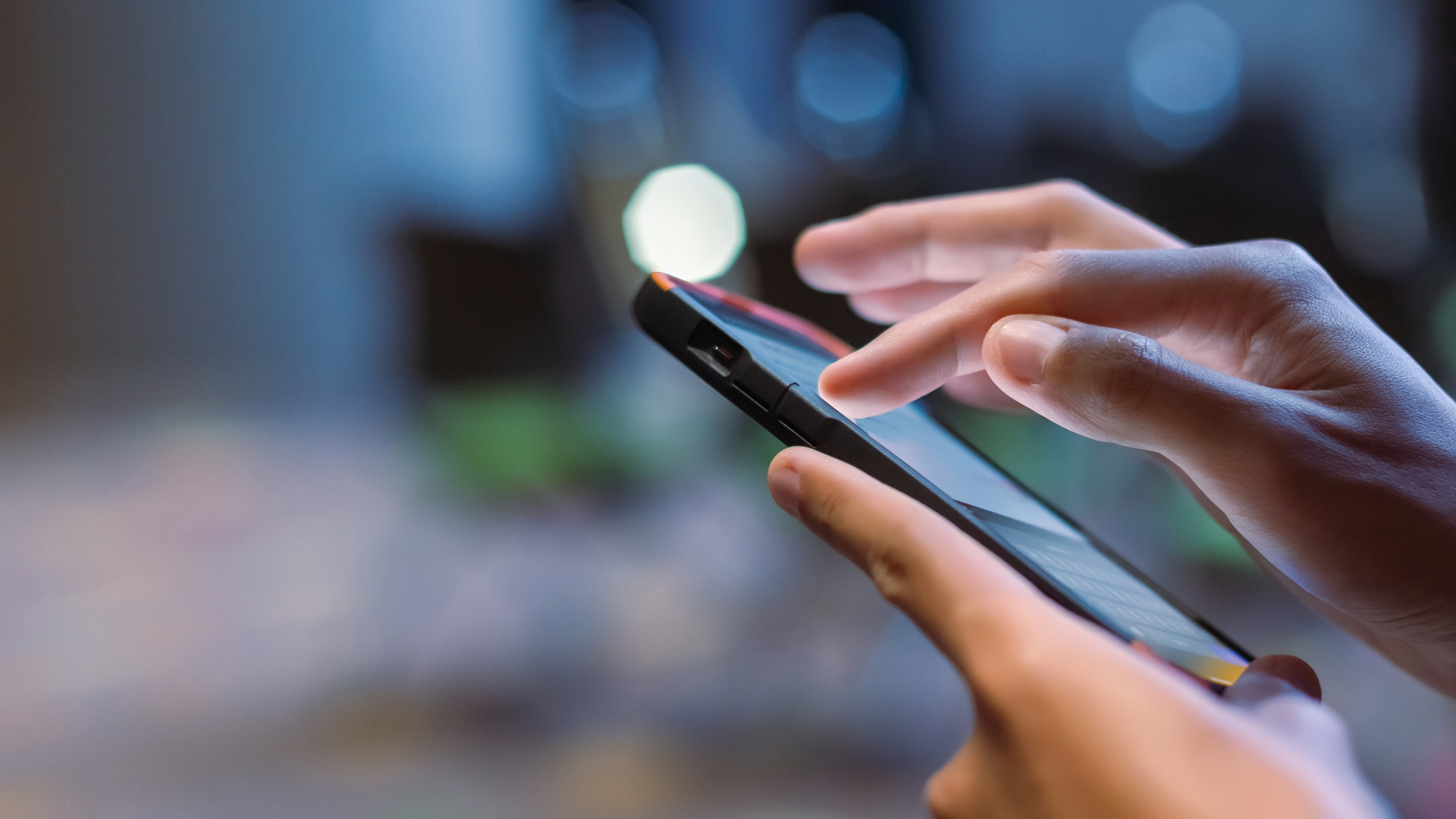 User swipes the screen on mobile phone.